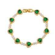IG Heart Shape Green Cubic Zirconia Tennis Bracelet Rhinestone Wholesale