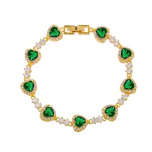 IG Heart Shape Green Cubic Zirconia Tennis Bracelet Rhinestone Wholesale